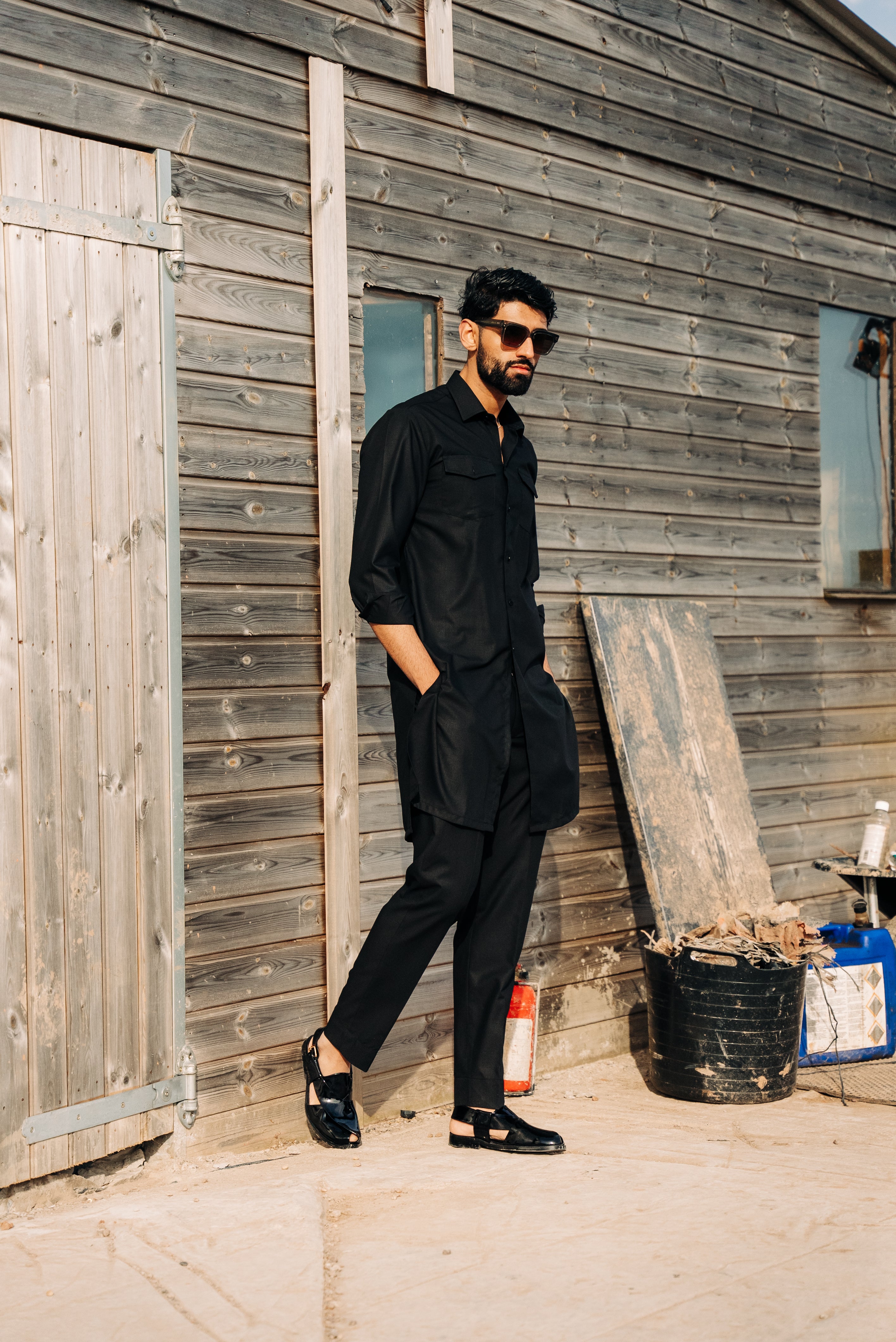 Black Open Style Kurta Trouser