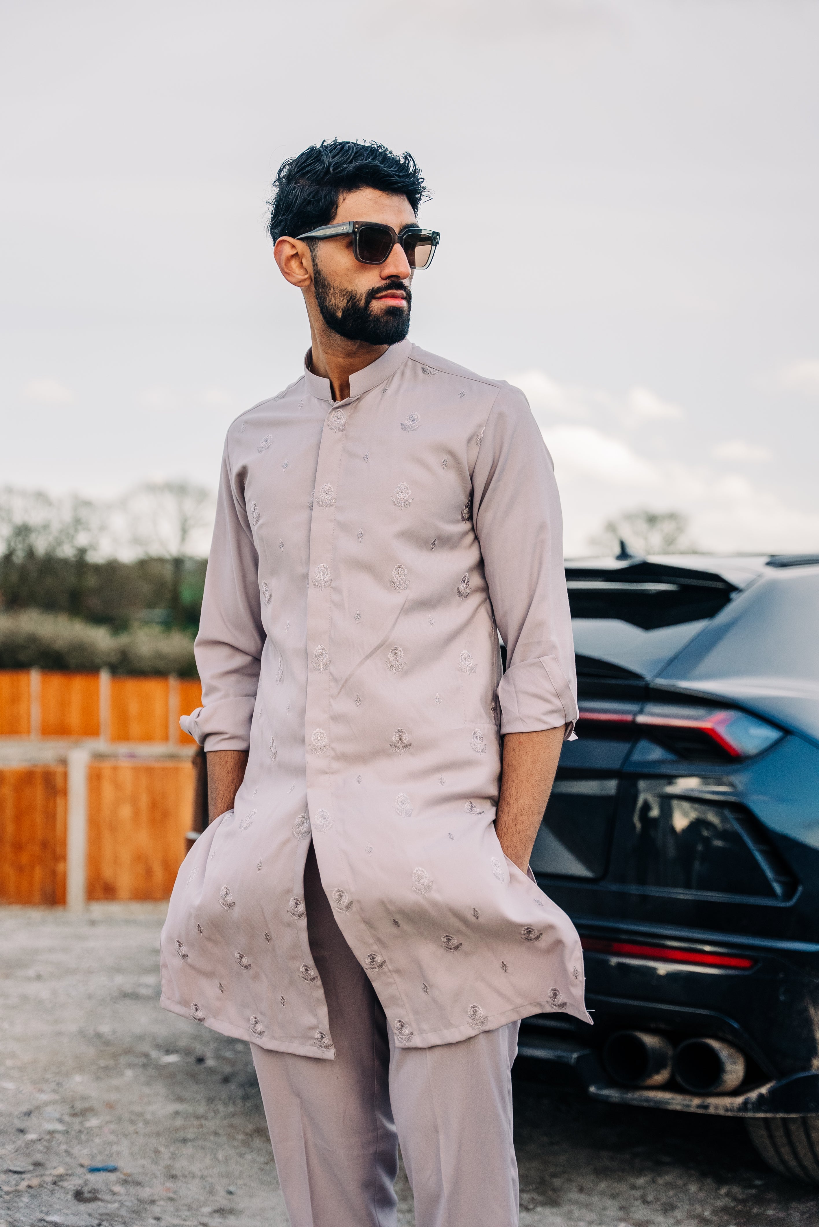 Light Grey Open style Kurta Trouser