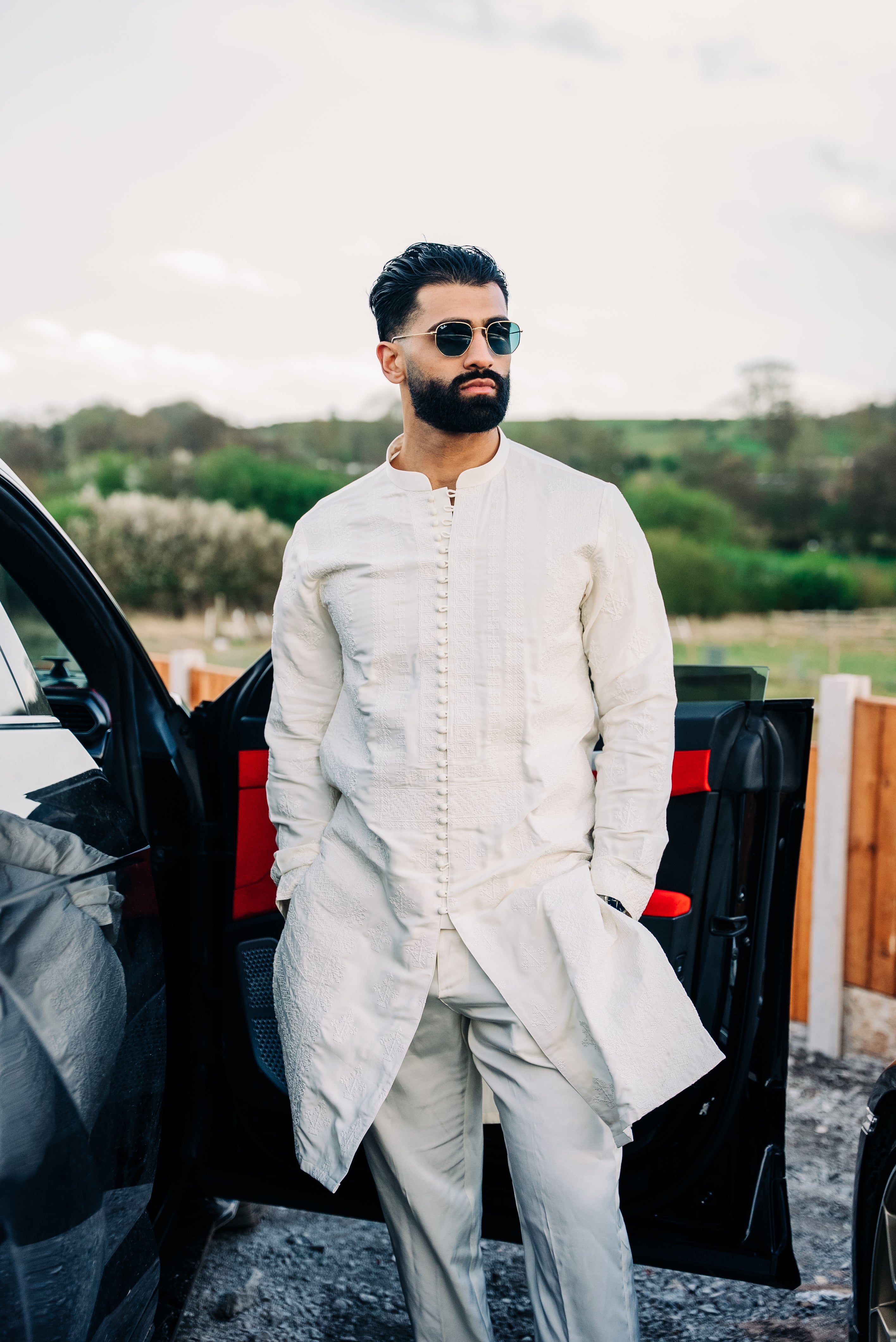 White Open style Kurta Trouser